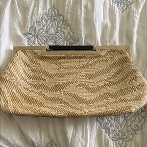 Wave Pattern Beige Clutch